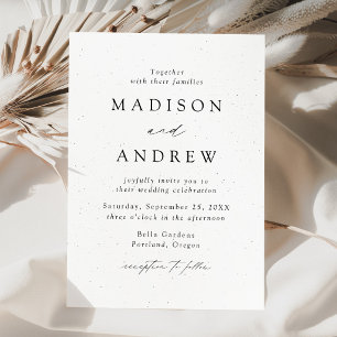 Invitation Mariage Élégant Moderne Noir et Blanc Tacheté