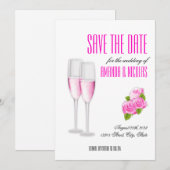 Invitation Mariage élégant moderne rose blanc Save The Date  (Devant / Derrière)