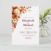 Invitation Mariage Élégant Moderne Rose d'Automne (Debout devant)