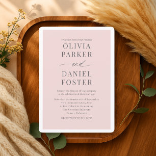 Invitation Mariage Élégant Moderne Rose Pâle