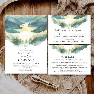 Invitation Mariage Élégant Moderne Rustique en Forêt de Monta