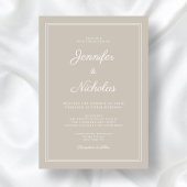 Invitation Mariage élégant moderne taupe script