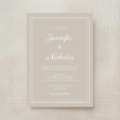 Invitation Mariage élégant moderne taupe script