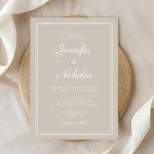 Invitation Mariage élégant moderne taupe script