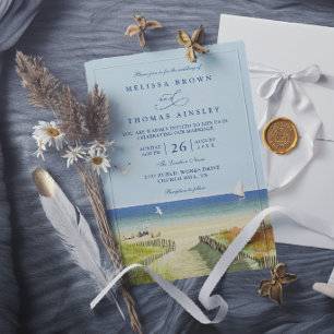 Invitation Mariage Élégant Moderne Tropical de Plage de Mer S