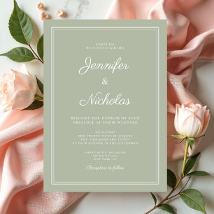 Invitation Mariage élégant moderne vert sauge écriture