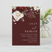 Invitation Mariage Élégant Moderne Vin Rouge de Bourgogne (Debout devant)