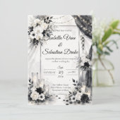 Invitation Mariage Élégant Monochrome (Debout devant)