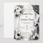 Invitation Mariage Élégant Monochrome (Devant / Derrière)