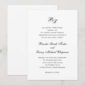 Invitation Mariage Élégant Monogramme Classique (Devant / Derrière)