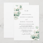 Invitation Mariage Élégant Monogramme Eucalyptus (Devant / Derrière)