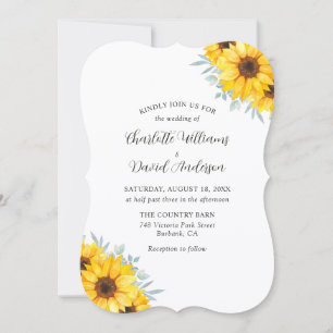 Invitation Mariage élégant monogramme eucalyptus tournesol