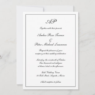 Invitation Mariage Élégant Monogramme Formel Tout En Un