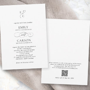Invitation Mariage élégant Monogramme moderne Logo QR Code