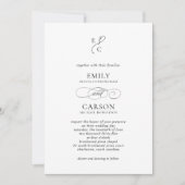 Invitation Mariage élégant Monogramme moderne Logo QR Code no (Devant)