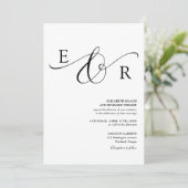 Invitation Mariage élégant monogramme noir et blanc Script (Debout devant)