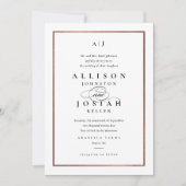 Invitation Mariage Élégant Monogramme Or Rose (Devant)