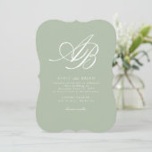 Invitation Mariage élégant Monogramme Vert Blanc (Debout devant)