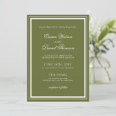 Invitation Mariage Élégant Monogramme Vert Olive (Debout devant)