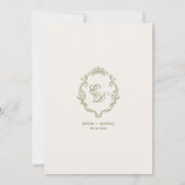 Invitation Mariage Élégant Monogramme Vert Olive (Dos)