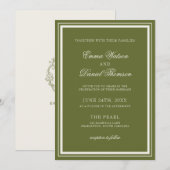 Invitation Mariage Élégant Monogramme Vert Olive (Devant / Derrière)