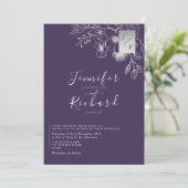 Invitation Mariage élégant Monogramme Violet (Debout devant)