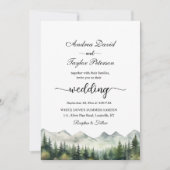 Invitation Mariage Élégant Montagnes et Pins (Devant)