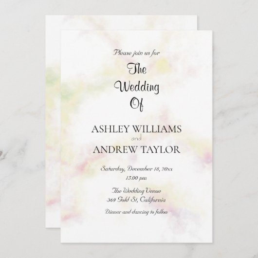 Invitation Mariage élégant Motif joli et coloré (Devant / Derrière)