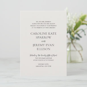 Invitation Mariage élégant neutre propre