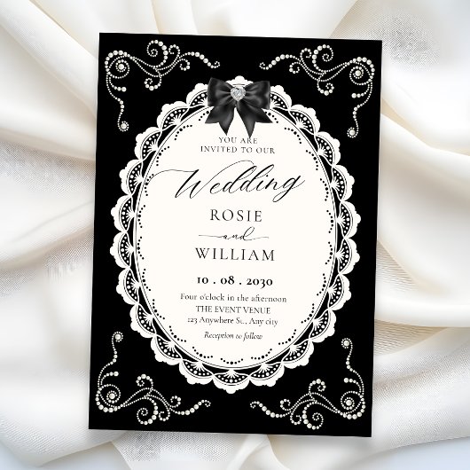 Invitation Mariage élégant noir