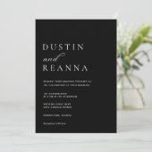 Invitation Mariage Élégant Noir & Blanc (Debout devant)