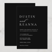 Invitation Mariage Élégant Noir & Blanc (Devant / Derrière)