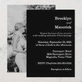 Invitation Mariage Élégant Noir & Blanc (Devant / Derrière)