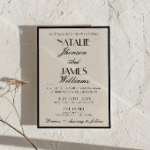 Invitation Mariage élégant noir blanc ancien argent QR Code