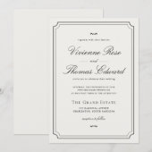 Invitation Mariage Élégant Noir & Blanc Script Classique (Devant / Derrière)