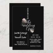 Invitation Mariage élégant noir et blanc (Devant / Derrière)