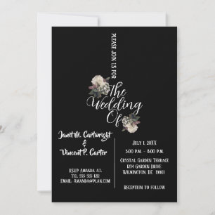 Invitation Mariage élégant noir et blanc