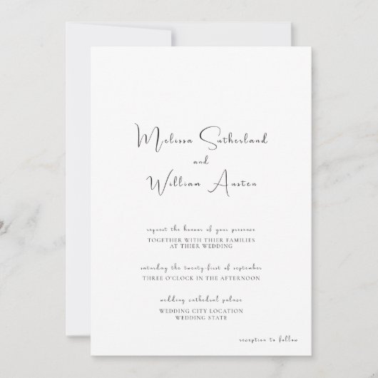 Invitation Mariage élégant noir et blanc (Devant)