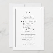 Invitation Mariage Élégant Noir et Blanc (Devant)