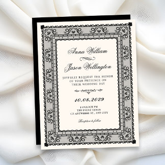 Invitation Mariage élégant noir et blanc