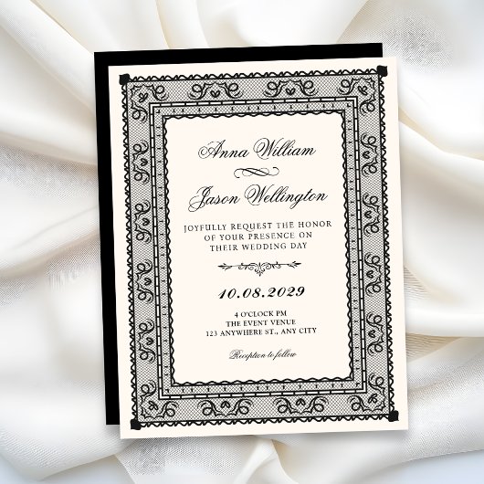 Invitation Mariage élégant noir et blanc