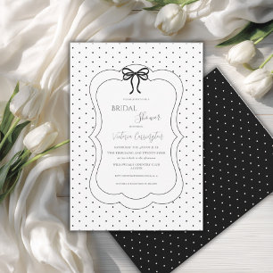 Invitation Mariage élégant noir et blanc à pois