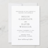 Invitation Mariage Élégant Noir et Blanc Classique (Devant)