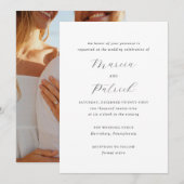 Invitation Mariage Élégant Noir et Blanc Classique (Devant / Derrière)