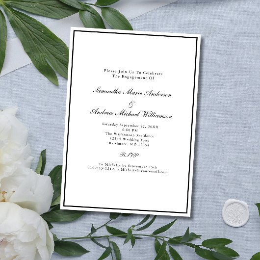 Invitation Mariage Élégant Noir et Blanc Classique