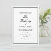 Invitation Mariage Élégant Noir et Blanc Classique (Debout devant)