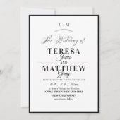 Invitation Mariage élégant noir et blanc écriture classique (Devant)