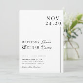 Invitation Mariage Élégant Noir et Blanc Moderne (Debout devant)