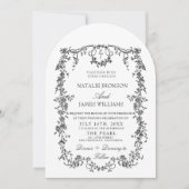 Invitation Mariage Élégant Noir Et Blanc Monogrammé Arqué (Devant)