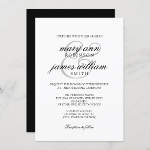 Invitation Mariage élégant noir et blanc simple
